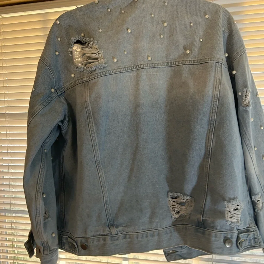 Women’s Free People Pearl Distressed Jacket Oversized Small - Picture 3 of 3